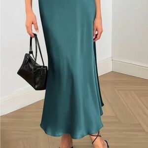 City Chic teal satin skirt